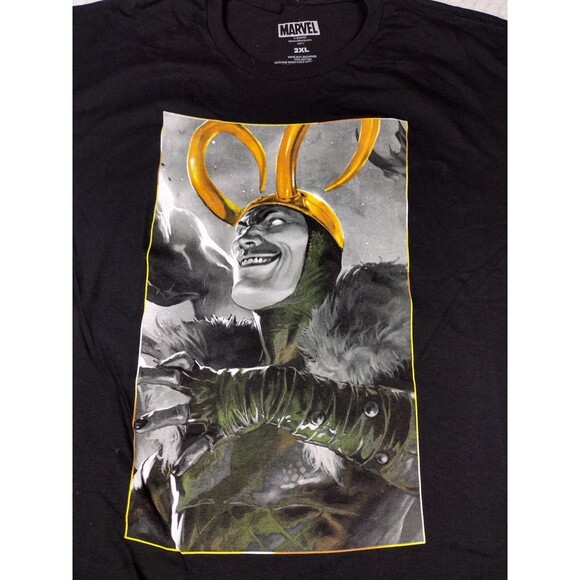Marvel Loki Mens Size XXL Graphic Shirt Black Cotton Short Sleeve Crew Neck  NEW - Picture 2 of 5